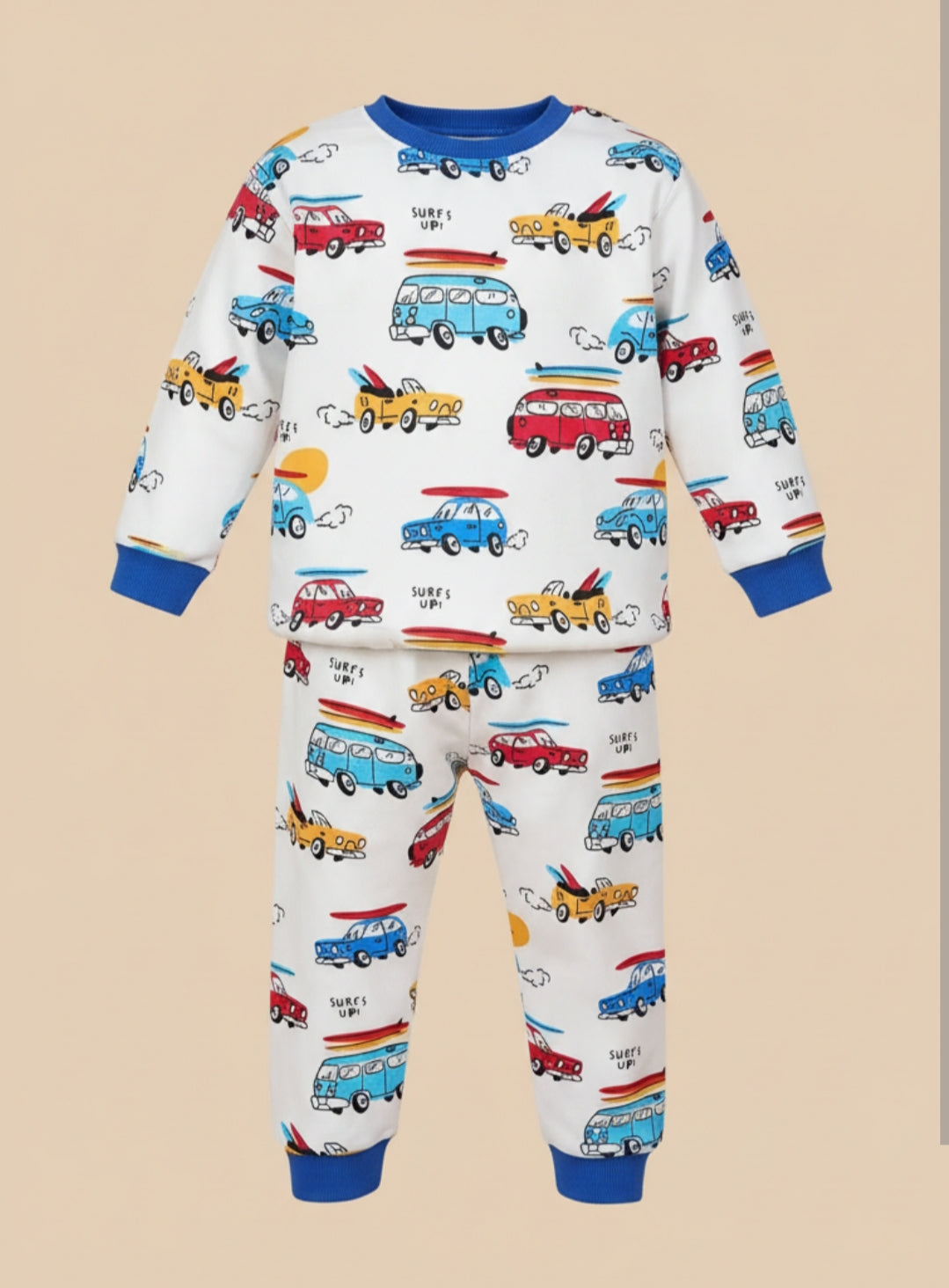 2-Piece Boys Car Printed Track Suit
