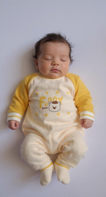 Funny Little Bear Romper – Soft Cotton Blend Pre-Winter (NB, 6–9M)