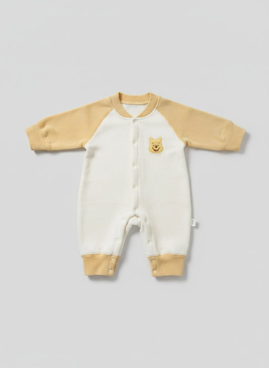 White &amp; Yellow Fleece Romper – Pooh Theme (9 to 12 Months) 🧸💛