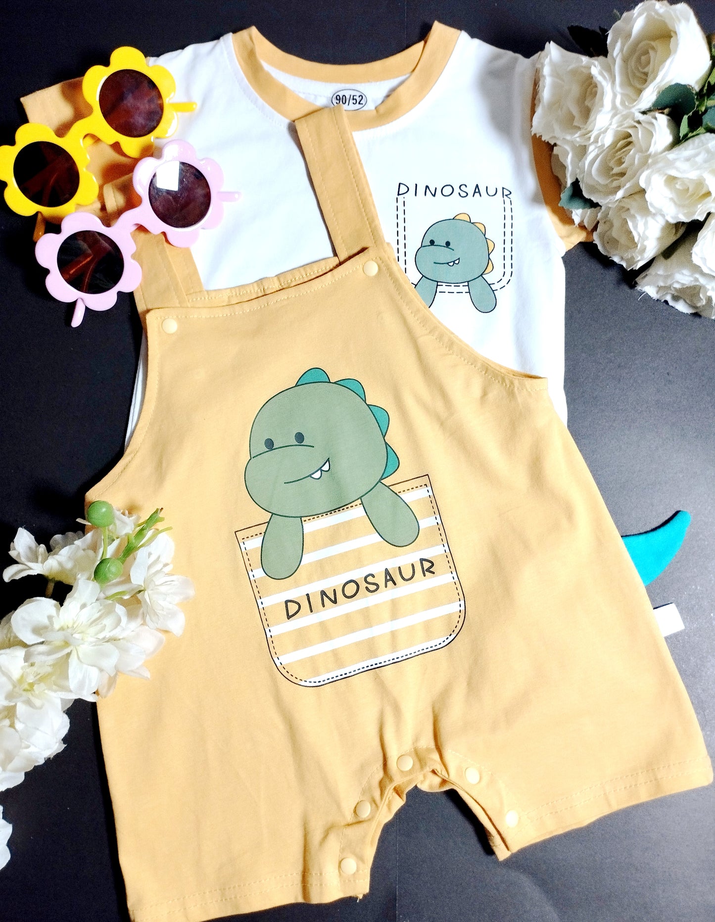 Dino-Mite Pocket Pal Overall Set | Baby & Toddler T-Shirt and Shortall