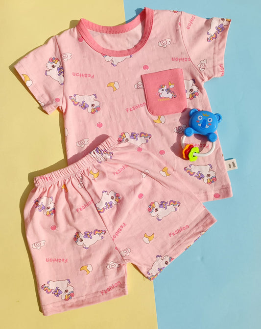 Dreamy Unicorn Pink Pajama Set | Toddler & Baby Tee and Shorts Outfit