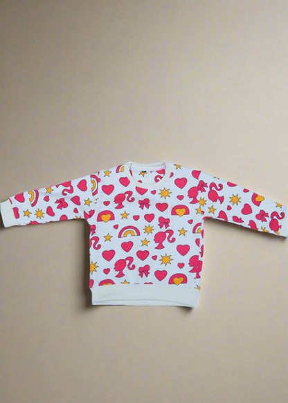 Children's leggings with a colorful pattern on a white background