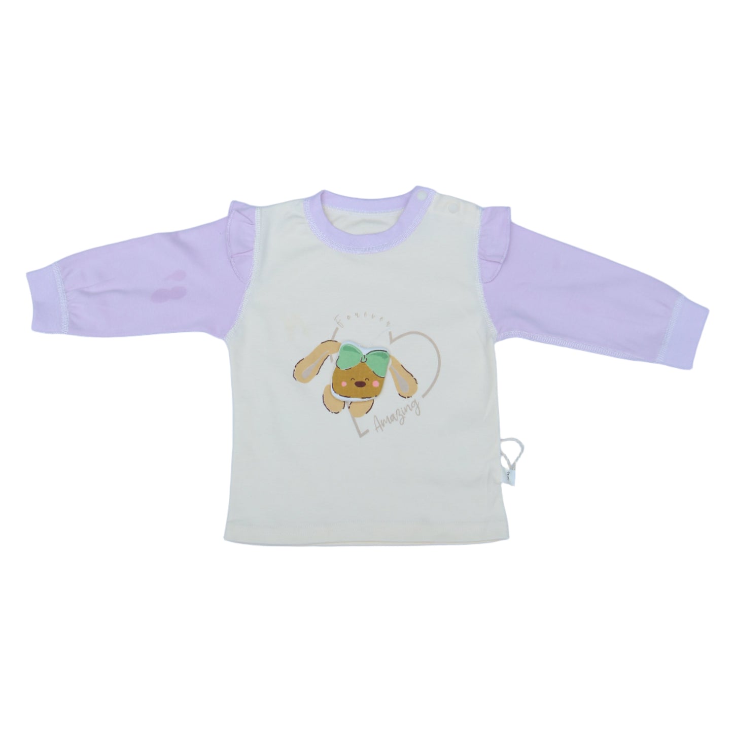 Children's outfit with a bear design on a light blue background