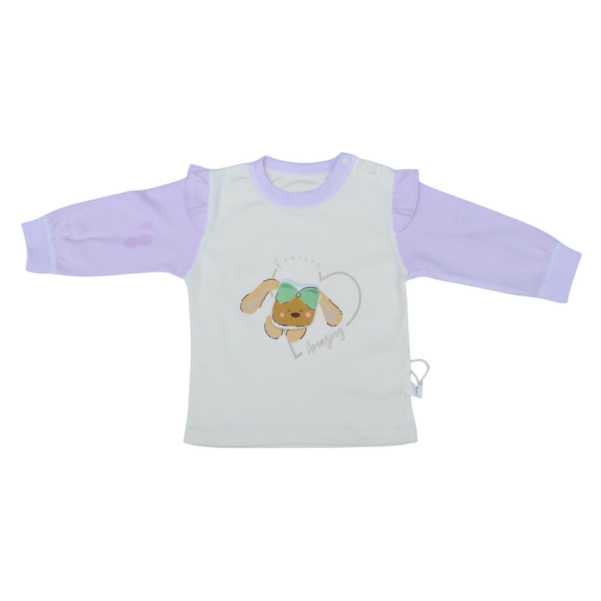 Children's outfit with a bear design on a light blue background