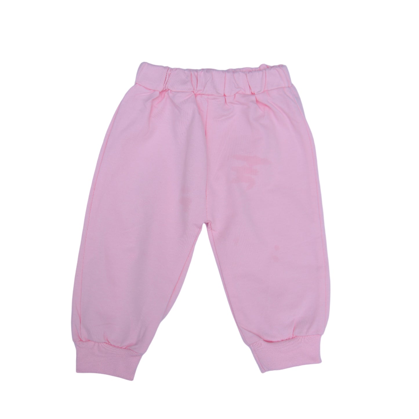 Pink baby pants on a light blue background