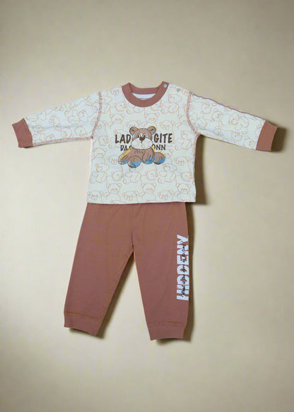 Cuddle Bear Baby Outfit – Brown & Off-White