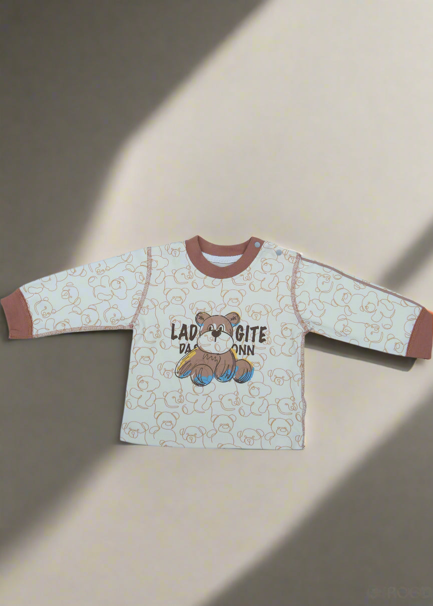 Cuddle Bear Baby Outfit – Brown & Off-White