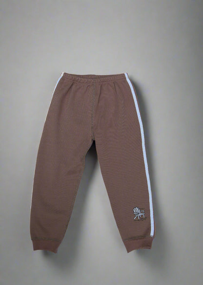 Brown pants with a logo on a white background