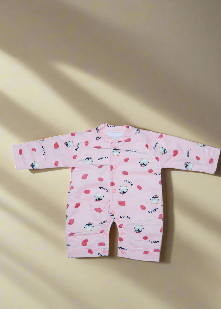 Pink children's leggings with cartoon design on a white surface