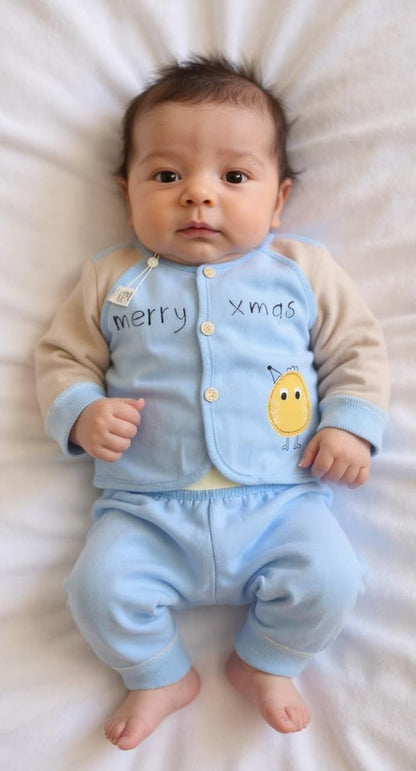 Blue Bamboo Fleece Winter Trouser Shirt (0–9 Months)