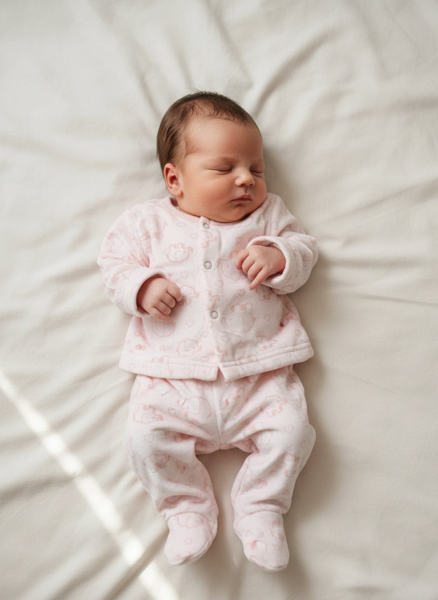 2-Piece White &amp; Pink Fleece Elephant Set for Newborn