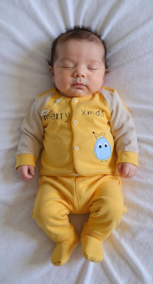 Yellow Bamboo Fleece Winter Trouser Shirt (0–9 Months)