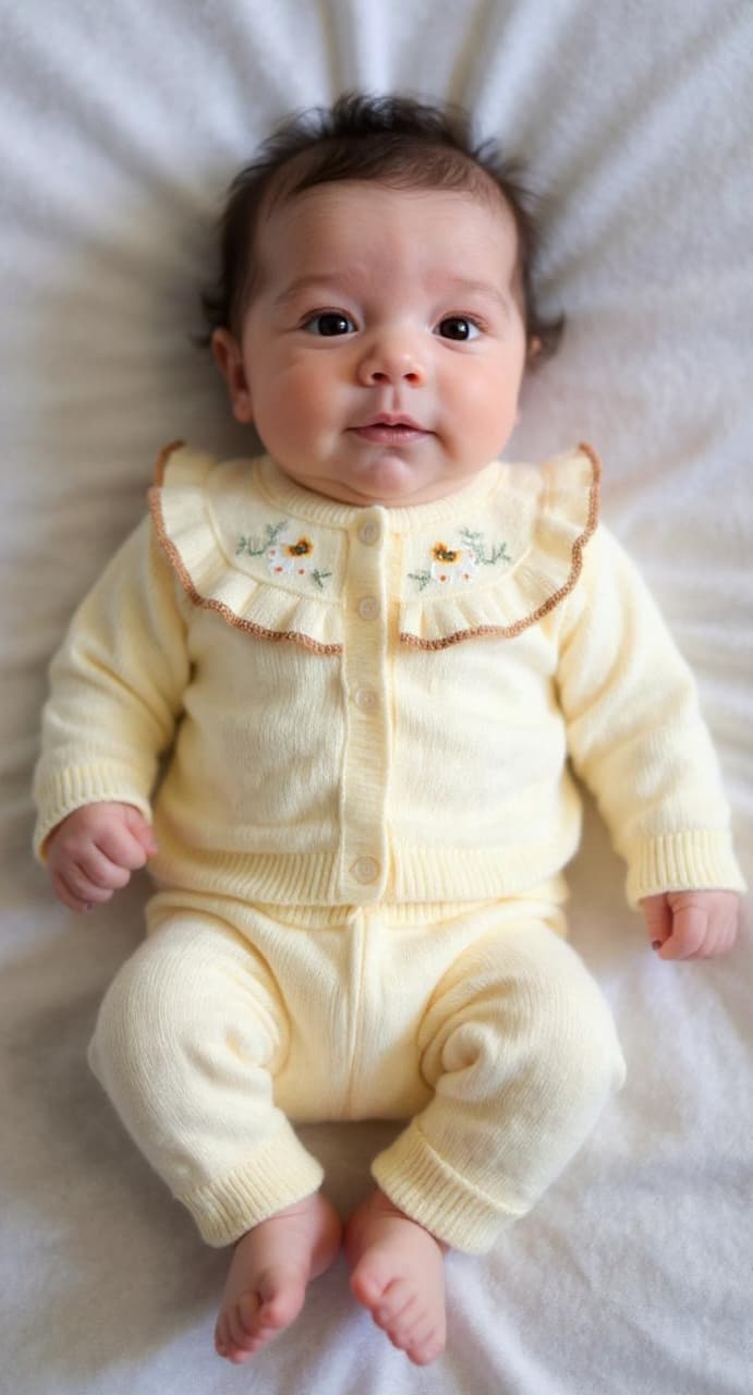 White Floral Wool Trouser Shirt (0–12 Months)