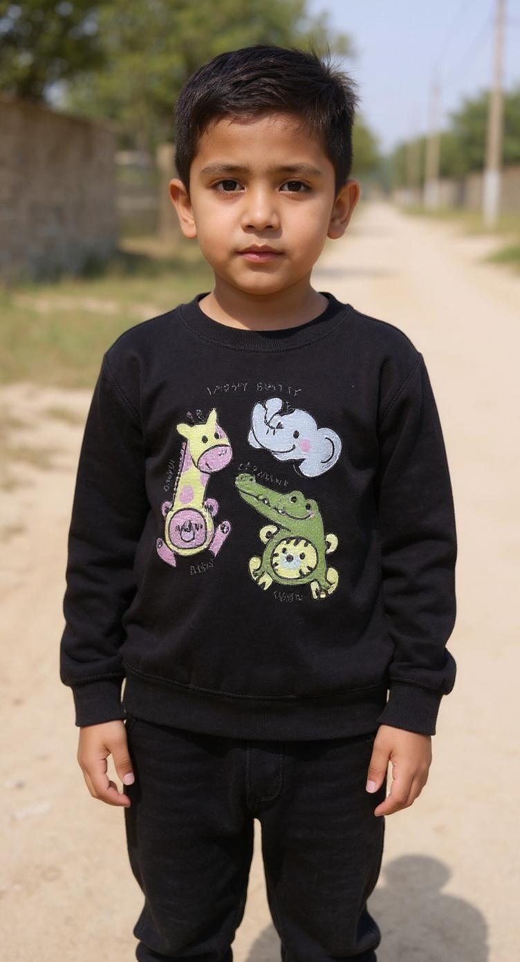 Black Animal Print Baby Boys’ Outfit cotton