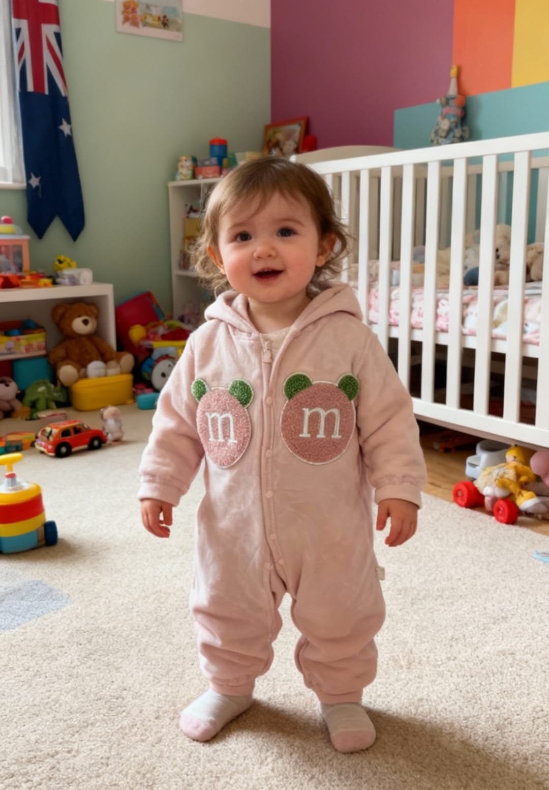 Pink Romper – 9 to 12 Months (Bamboo Blanket Fleece) 💗🧸