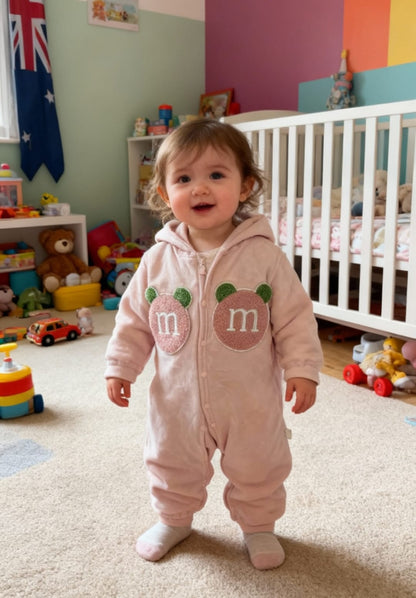 Pink Romper – 9 to 12 Months (Bamboo Blanket Fleece) 💗🧸