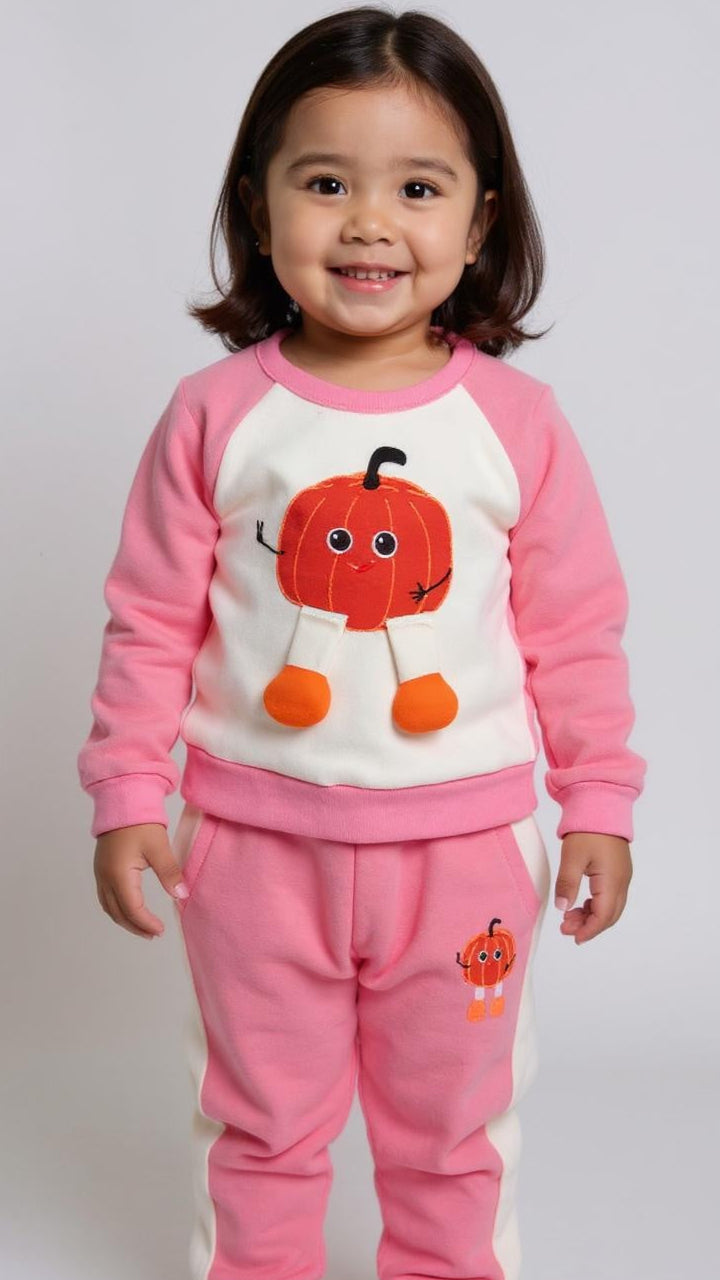 Pumpkin Patch 3-Piece Pre-Winter Set – Jacket, Top & Pants (Pink & White)