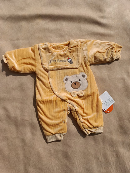 Yellow Bear Romper – Newborn (Inner Blanket Premium Fleece)