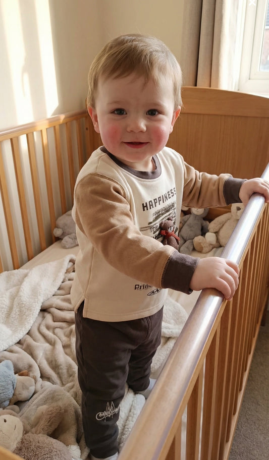 Brown & White 3D Bear “Happiness” – 2 Pcs Winter Set (Kids, Trouser and Shirt, Inner Blanket Fleece)