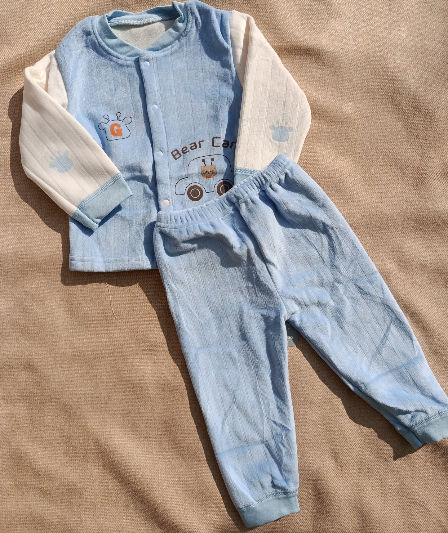 Blue Bear Car – 2 Pcs Winter Set (Trouser & Shirt, Inner Blanket Fleece)