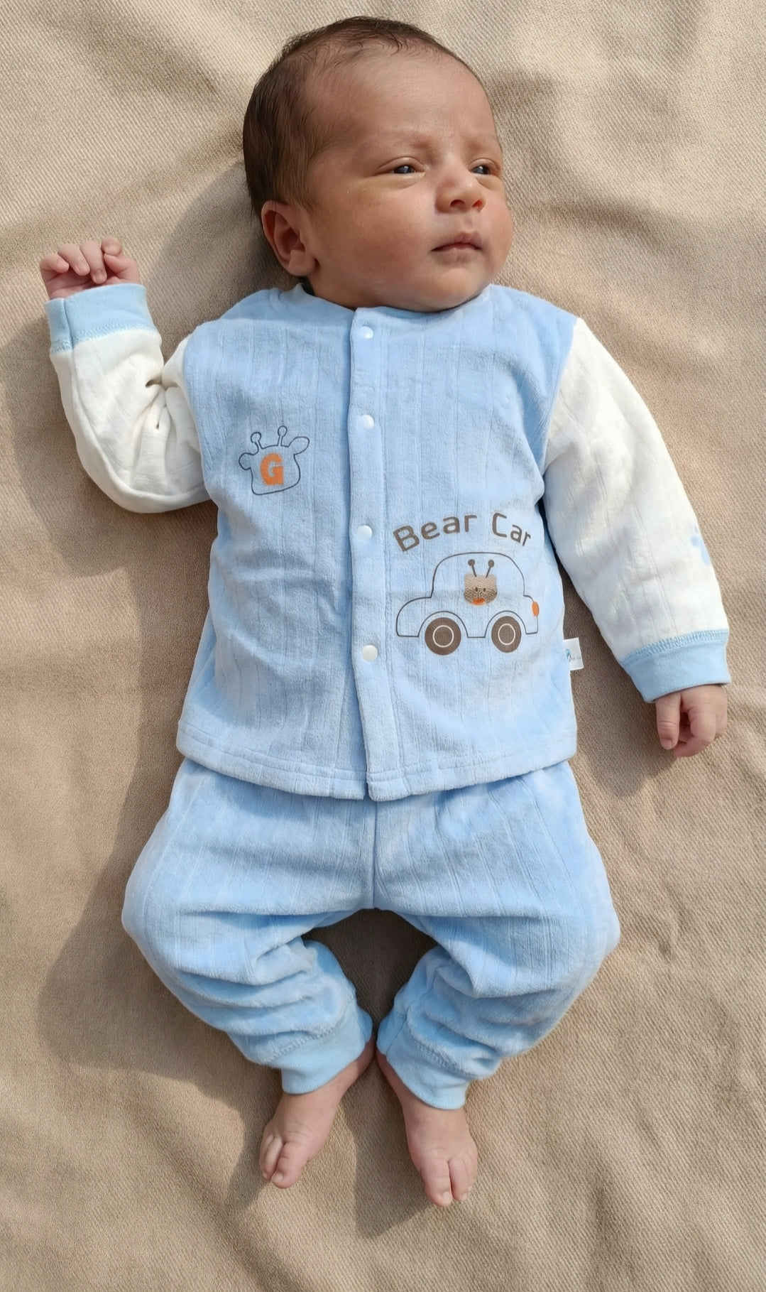 Blue Bear Car – 2 Pcs Winter Set (Trouser & Shirt, Inner Blanket Fleece)