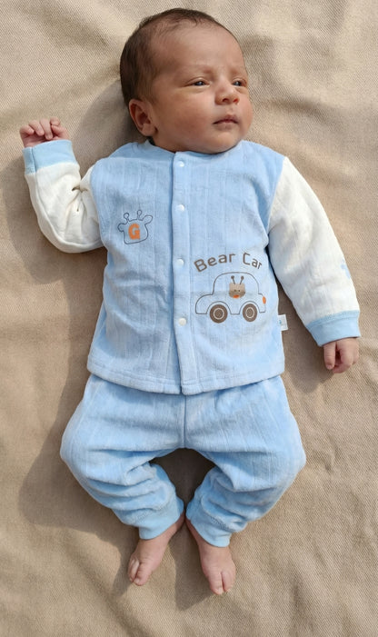 Blue Bear Car – 2 Pcs Winter Set (Trouser & Shirt, Inner Blanket Fleece)
