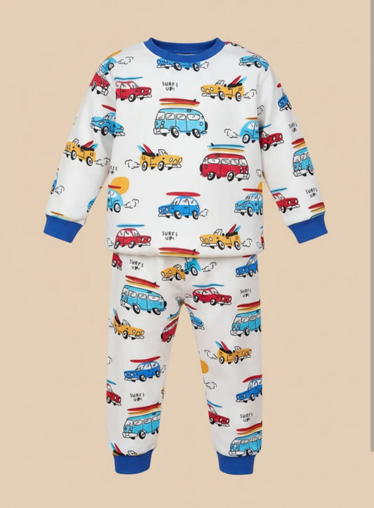 2-Piece Boys Car Printed Track Suit