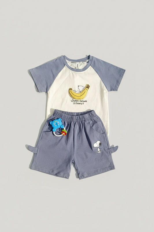 Snoopy-Style Banana Lounger Shorts Set | Toddler Raglan Tee Outfit