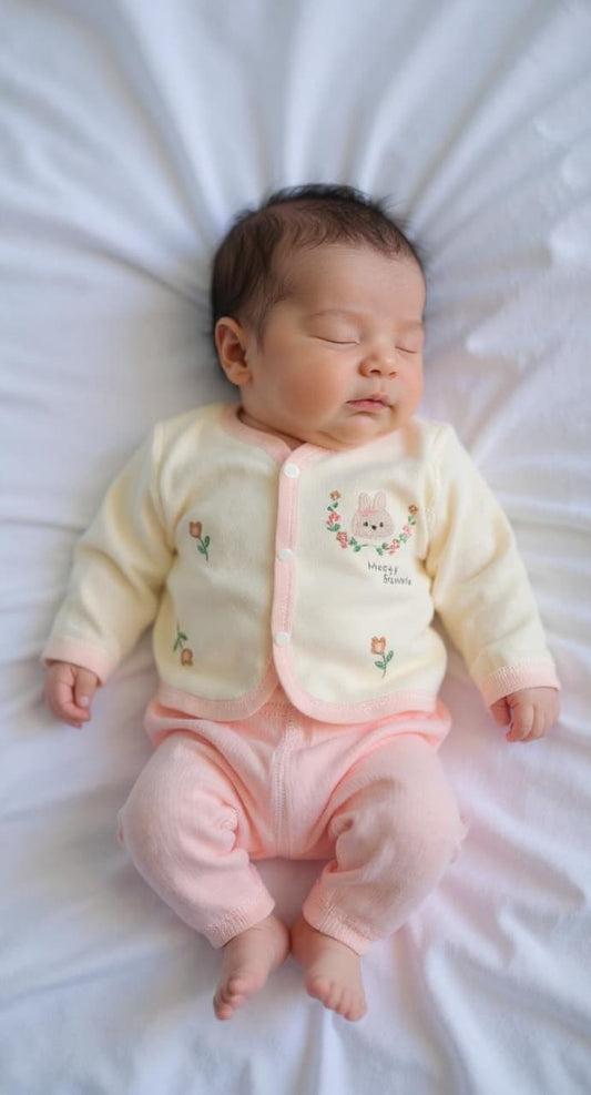 Pink & White Bunny Trouser Shirt (0–6 Months)