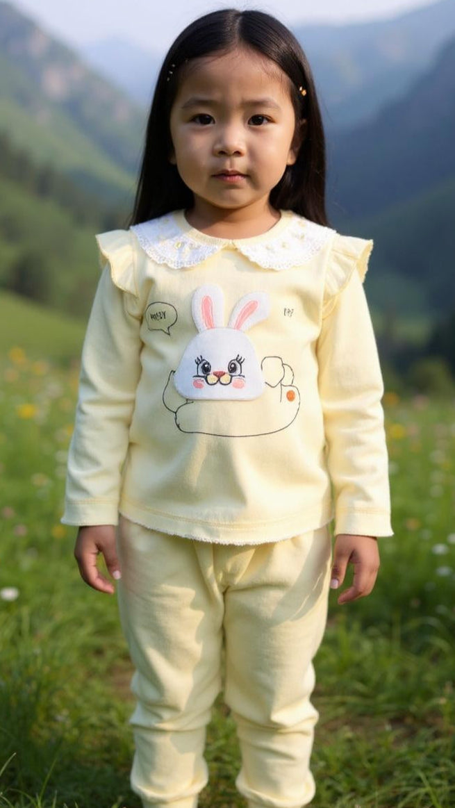 Velvet Lemon Cartoon Set – Baby Girls’ Shirt and Trouser Outfit