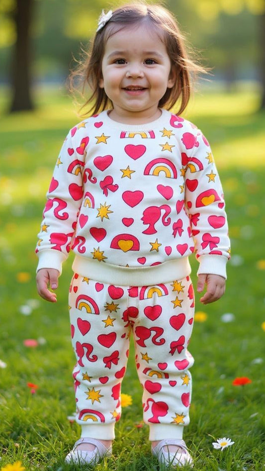 Barbie Dream Fleece Tracksuit – Pink & White for Girls