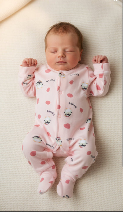 Pink Fleece & Velvet Romper (0–3 Months)