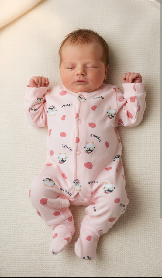 Pink Fleece & Velvet Romper (0–3 Months)