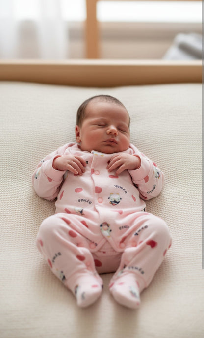 Pink Fleece & Velvet Romper (0–3 Months)